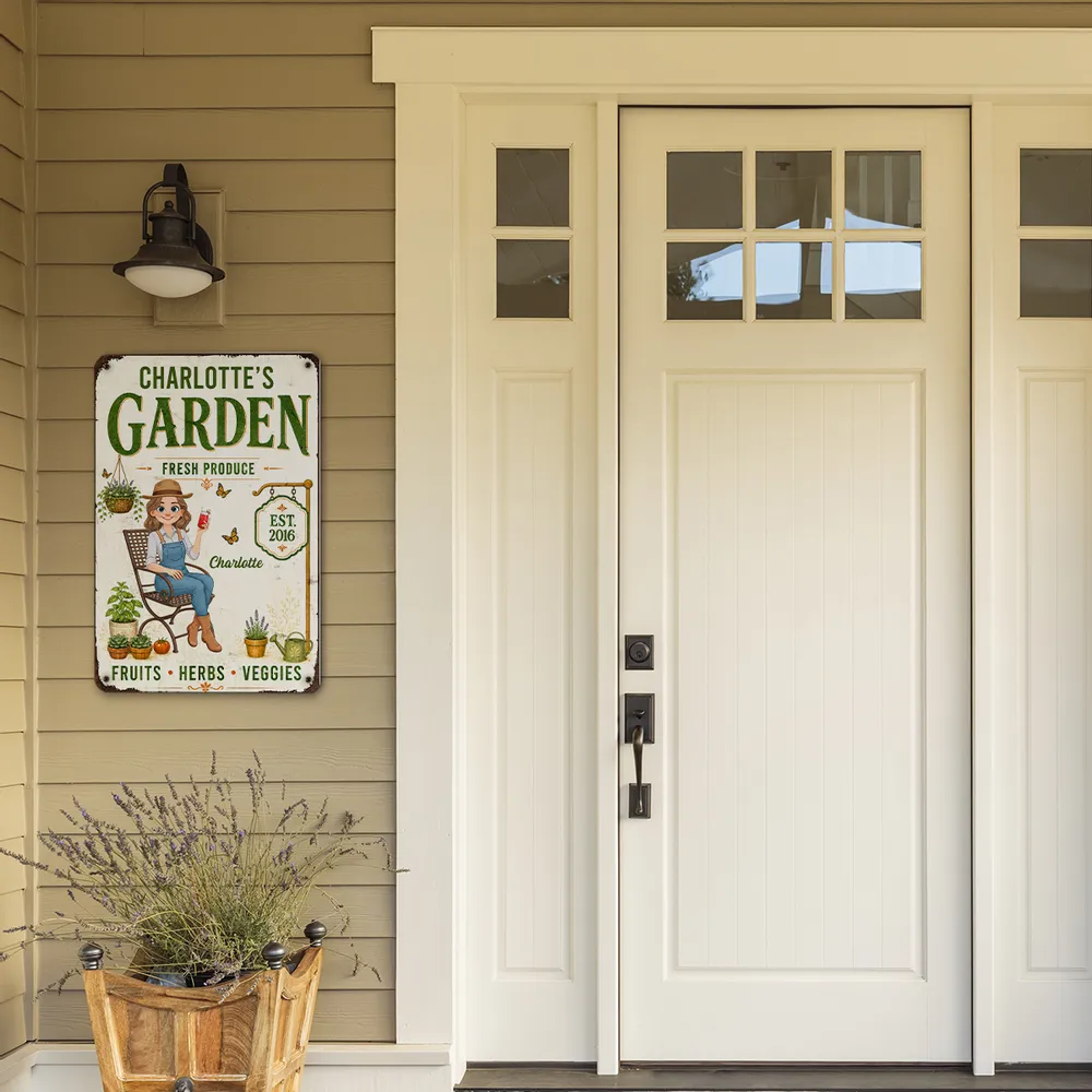 Personalized Rectangular Iron Sign, Vintage Cream Garden Decor for Porch, Unique Gift for Garden Lovers - Image 5