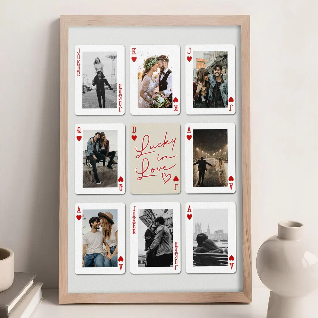 Personalized Poster, Lucky in Love Photo Cards with Kissing & Holding Hands, Unique Gift for Couple - Image 2