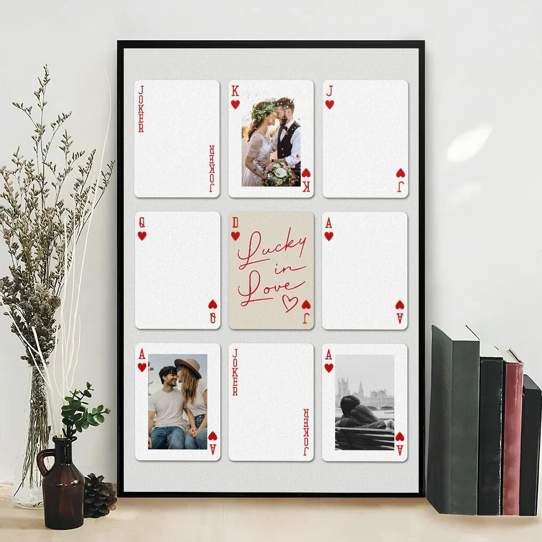 Personalized Poster, Lucky in Love Photo Cards with Kissing & Holding Hands, Unique Gift for Couple - Image 3