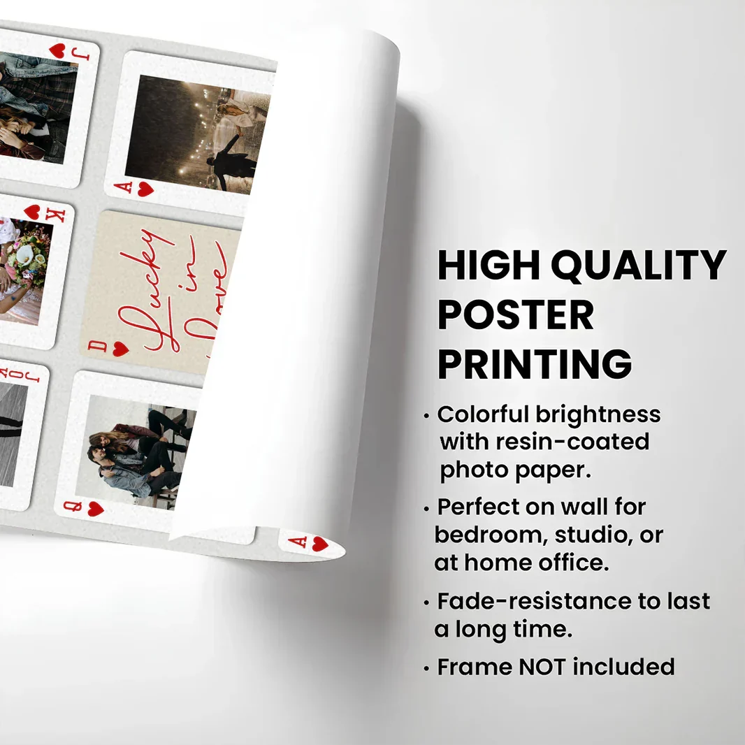 Personalized Poster, Lucky in Love Photo Cards with Kissing & Holding Hands, Unique Gift for Couple - Image 4