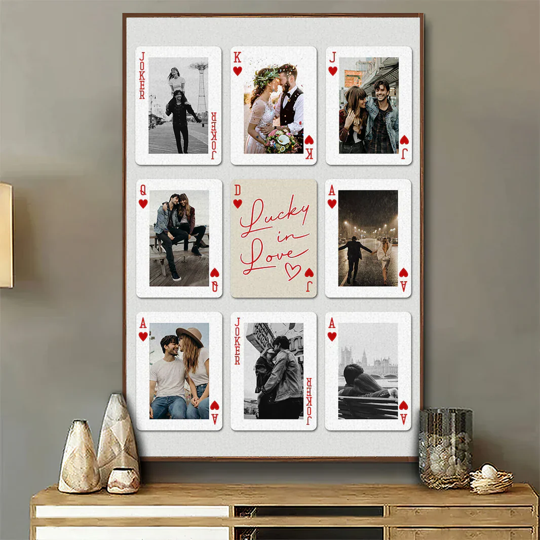 Personalized Poster, Lucky in Love Photo Cards with Kissing & Holding Hands, Unique Gift for Couple - Image 6