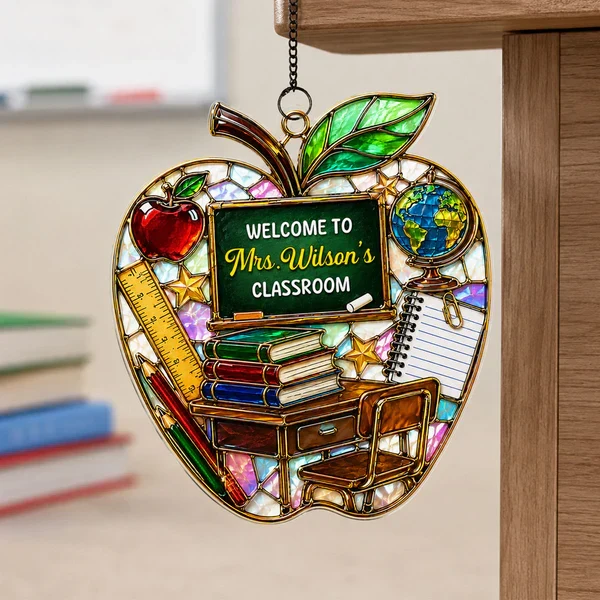Teacher Apple Acrylic Suncatcher Ornament, Personalized Classroom Decor for Sunlit Windows, Unique Gift - Image 5