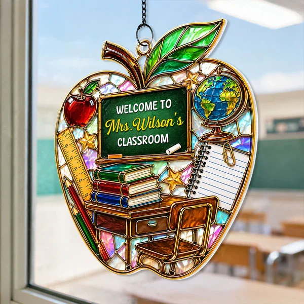 Teacher Apple Acrylic Suncatcher Ornament, Personalized Classroom Decor for Sunlit Windows, Unique Gift - Image 7