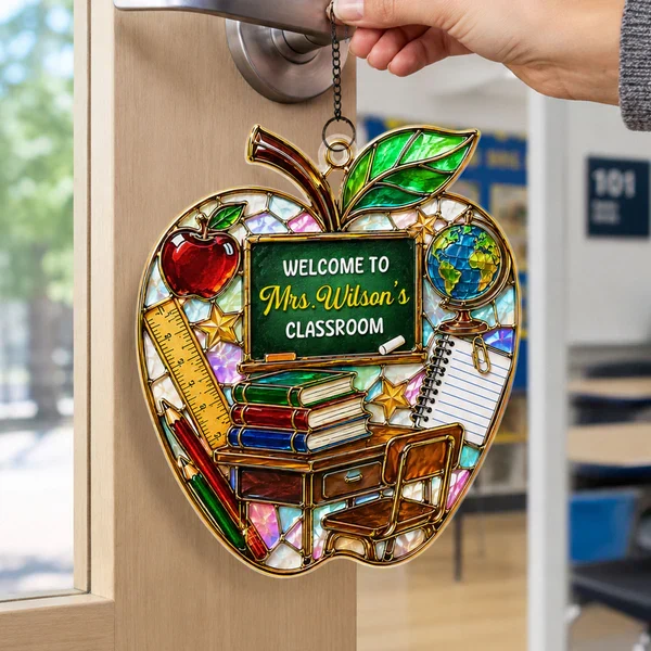 Teacher Apple Acrylic Suncatcher Ornament, Personalized Classroom Decor for Sunlit Windows, Unique Gift - Image 8