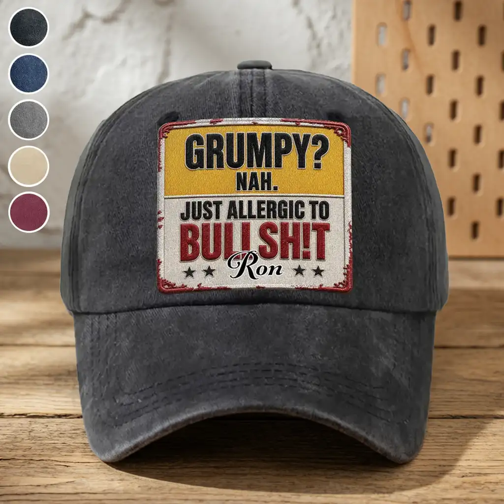 Washed Denim Baseball Cap With Custom Vintage Look, Funny Everyday Gift For Someone With A Dry Sense Of Humor