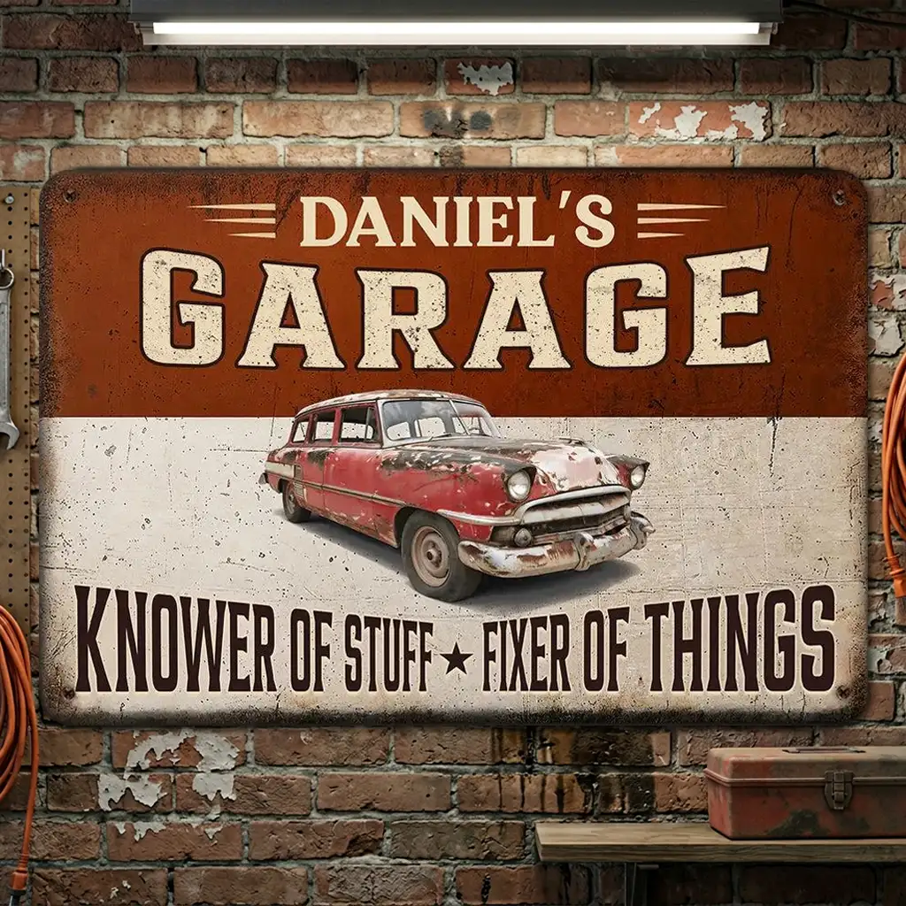 Custom Rectangular Iron Sign, Knower of Stuff Garage Decor, Creative Gift for Car Enthusiast