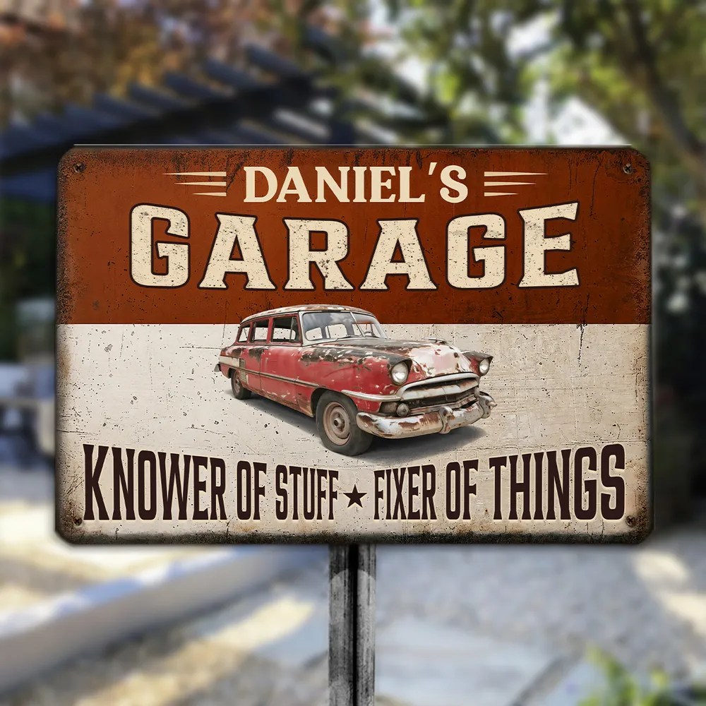 Custom Rectangular Iron Sign, Knower of Stuff Garage Decor, Creative Gift for Car Enthusiast - Image 3