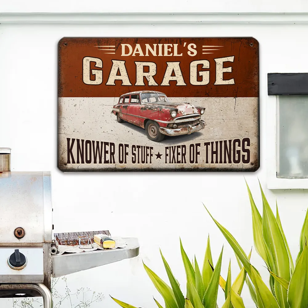 Custom Rectangular Iron Sign, Knower of Stuff Garage Decor, Creative Gift for Car Enthusiast - Image 4