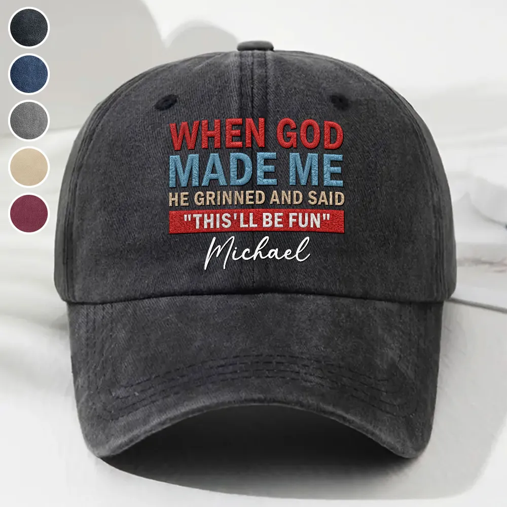 Personalized Washed Denim Baseball Cap With Funny Quote, Vintage Casual Unique Gift for Him - Image 2