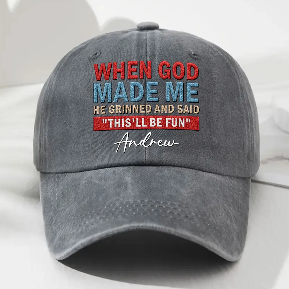 Personalized Washed Denim Baseball Cap With Funny Quote, Vintage Casual Unique Gift for Him - Image 3