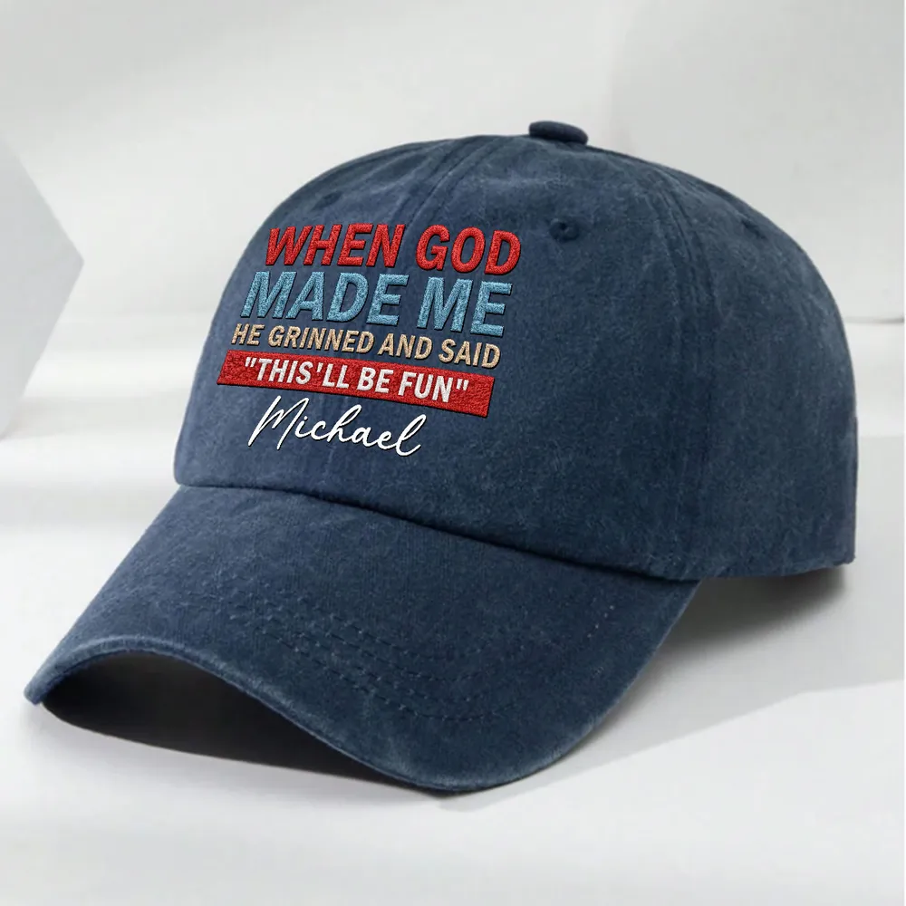 Personalized Washed Denim Baseball Cap With Funny Quote, Vintage Casual Unique Gift for Him - Image 7