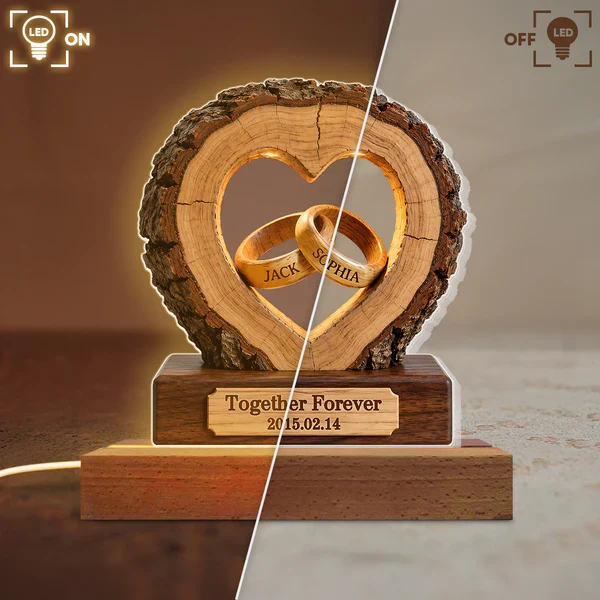 Personalized LED Light Plaque With Heart & Rings, Unique Anniversary Gift for a Couple, Warm Bedside Glow - Image 8