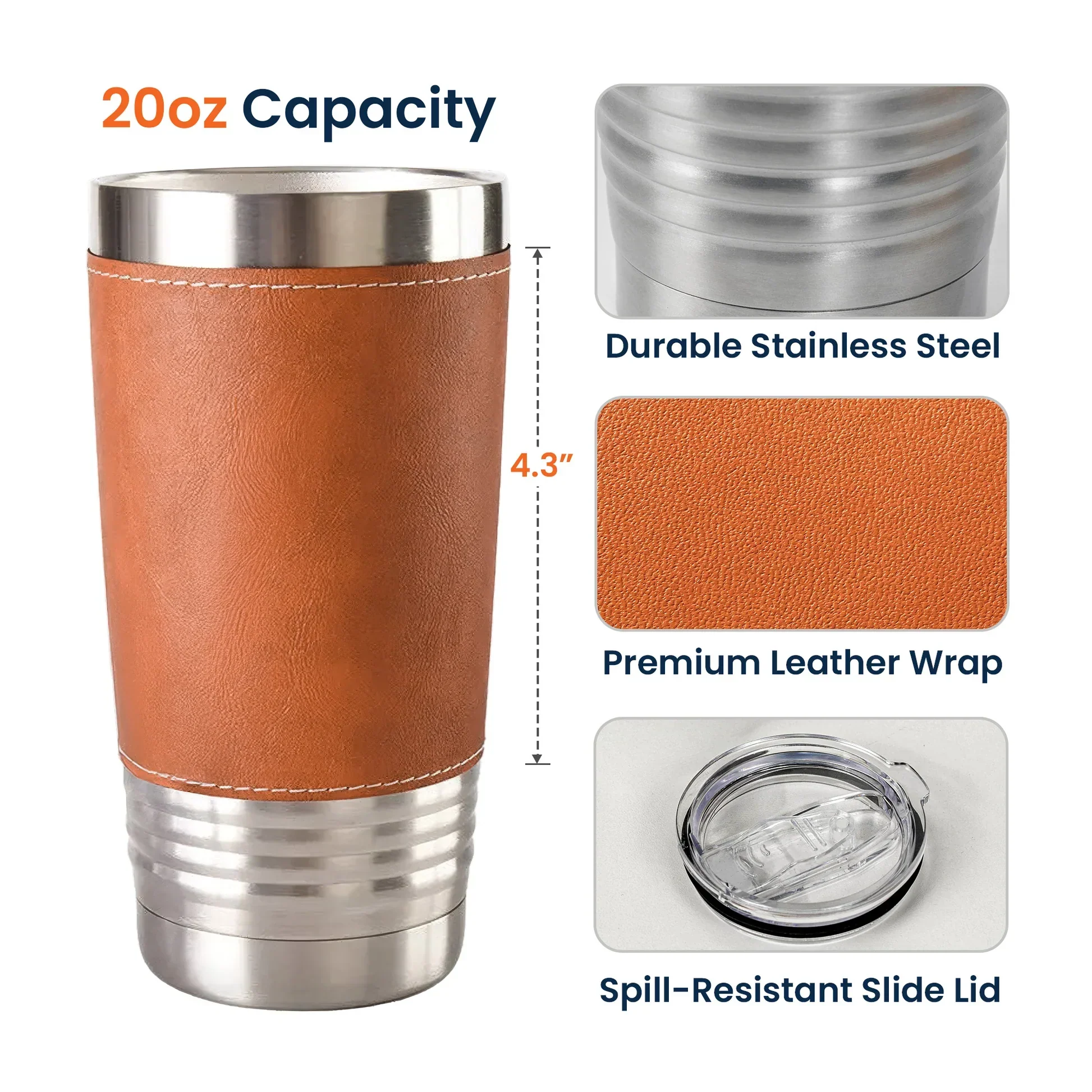 Personalized Leather Wrapped Tumbler, Cartoon Couple With Hearts, Unique Creative Gift for Couple - Image 4