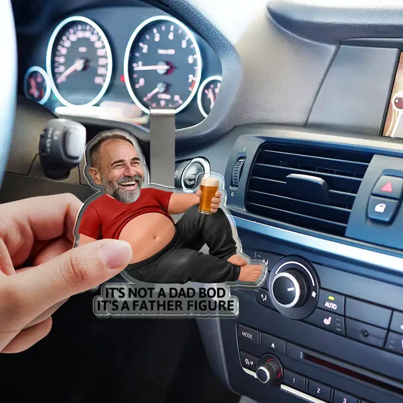 Funny Dad Bod Acrylic Car Visor Clip, Personalized Father Figure Creative Gift For Drivers - Image 5