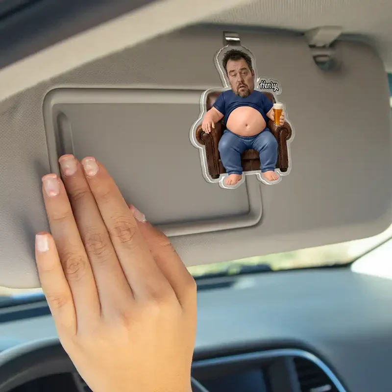 Funny Dad Bod Acrylic Car Visor Clip, Personalized Father Figure Creative Gift For Drivers - Image 6