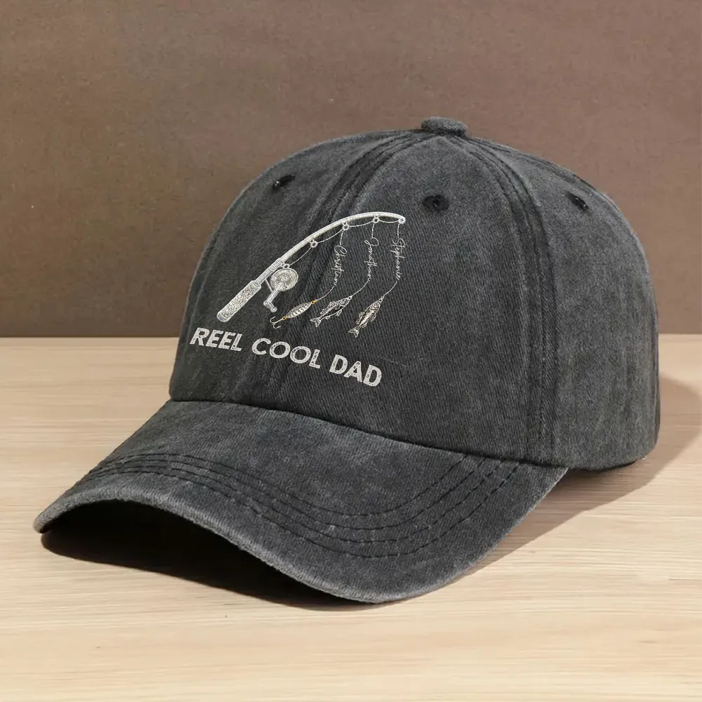 Washed Denim Baseball Cap for Dad, Personalized Fishing Keepsake, Creative Gift with Vintage Look - Image 2