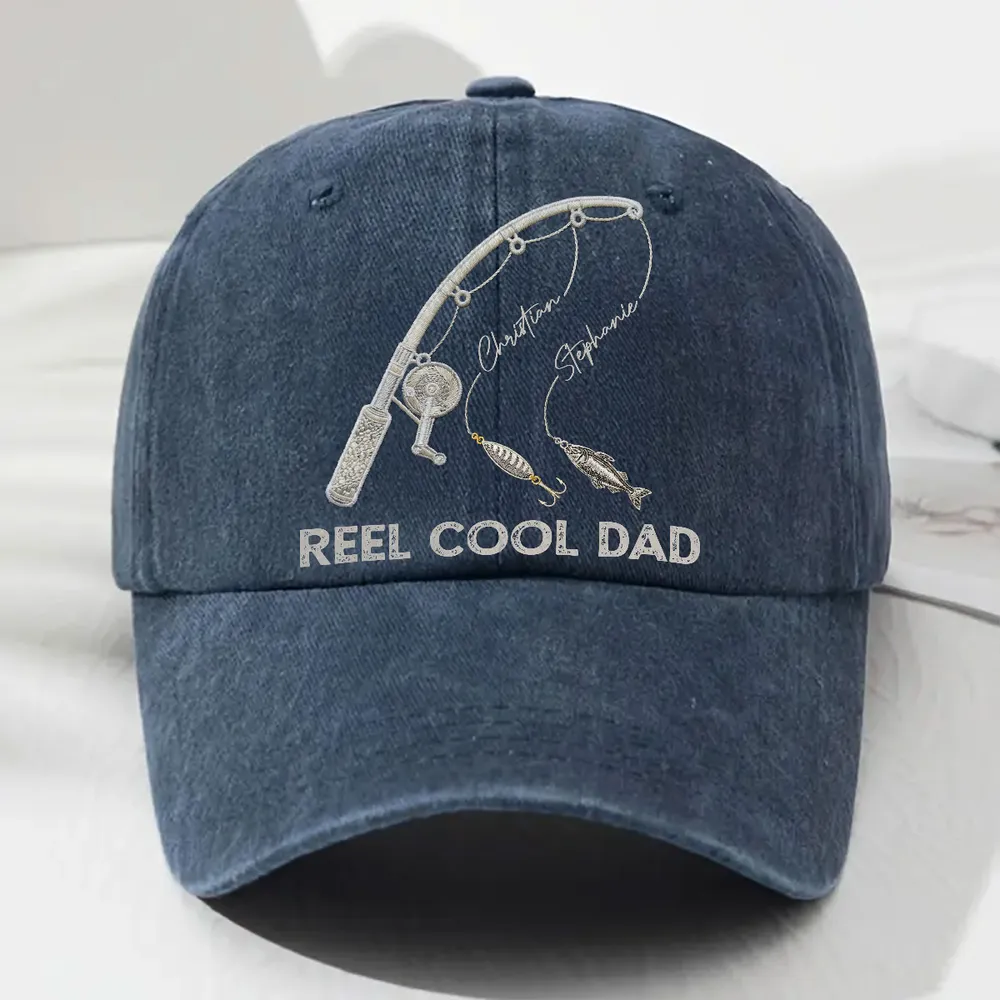 Washed Denim Baseball Cap for Dad, Personalized Fishing Keepsake, Creative Gift with Vintage Look - Image 6