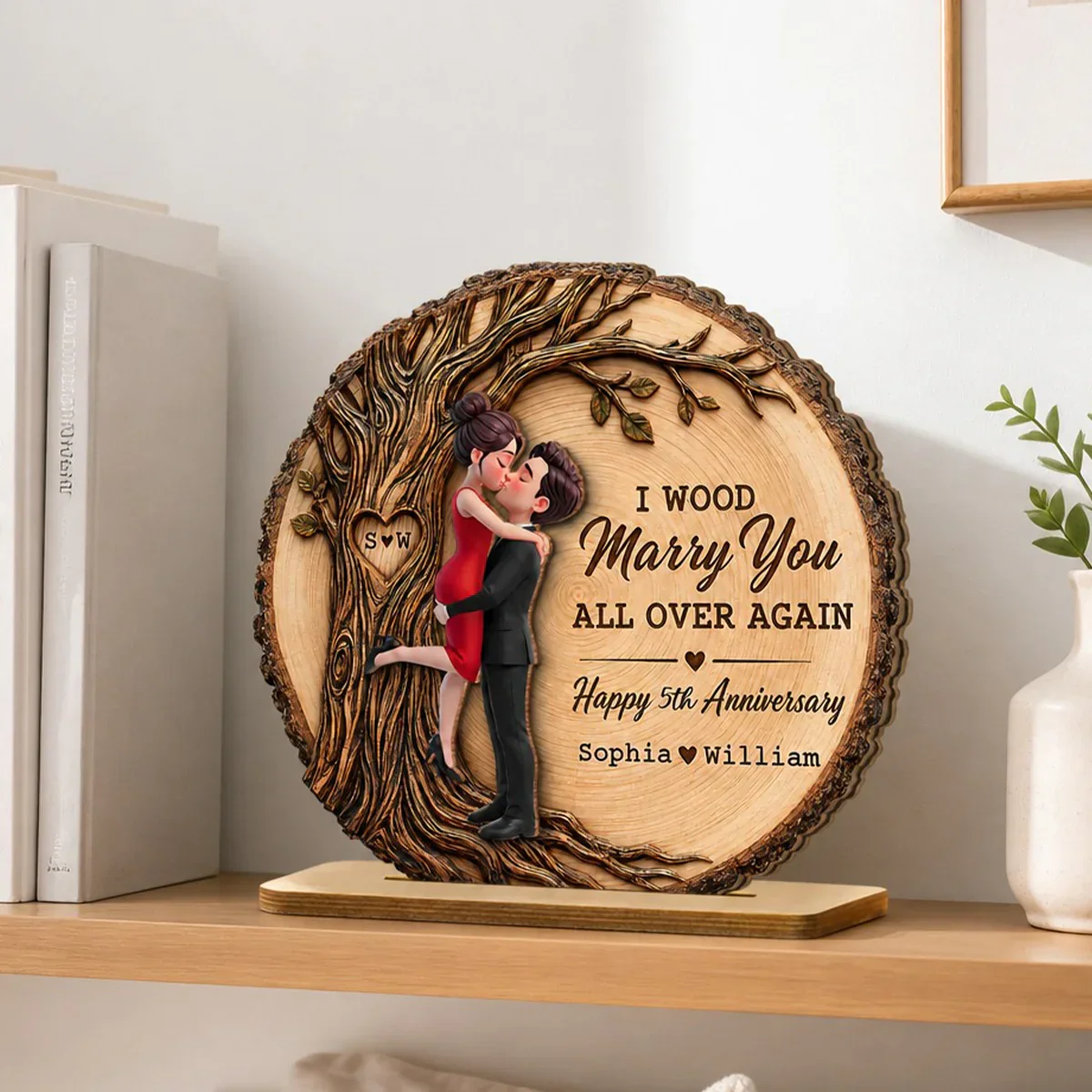 Personalized 2-Layer Wooden Plaque With Romantic Tree, Unique Creative Anniversary Gift for Husband & Wife - Image 7