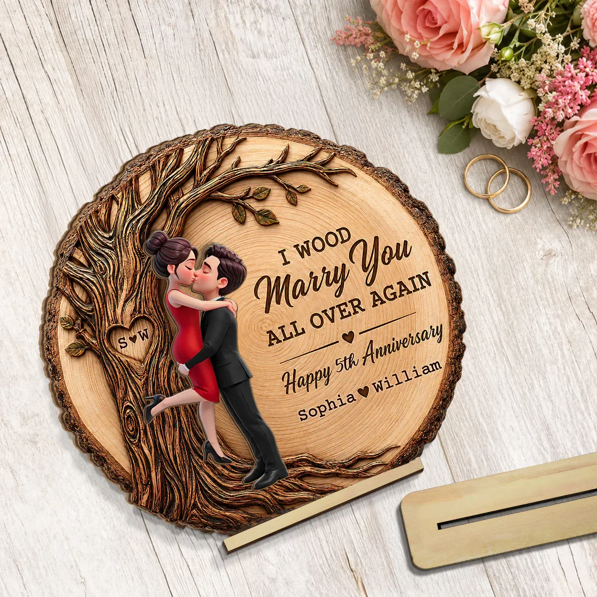 Personalized 2-Layer Wooden Plaque With Romantic Tree, Unique Creative Anniversary Gift for Husband & Wife - Image 8
