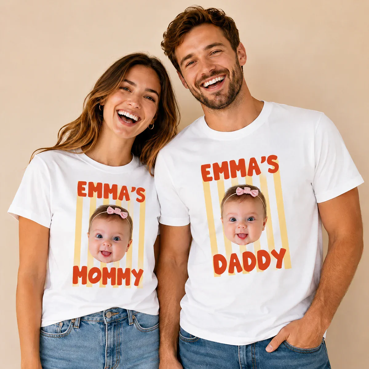 Personalized Classic Tee with Baby Photo Faces, Custom Grandma Shirt, Unique Gift for Family Memories - Image 4