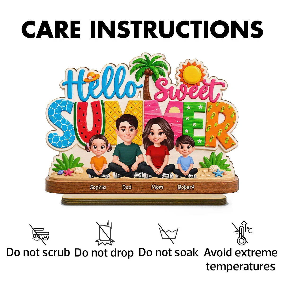 Personalized 2-Layer Wooden Plaque, Hello Sweet Summer Family Beach Decor, Unique Gift For Parents - Image 5