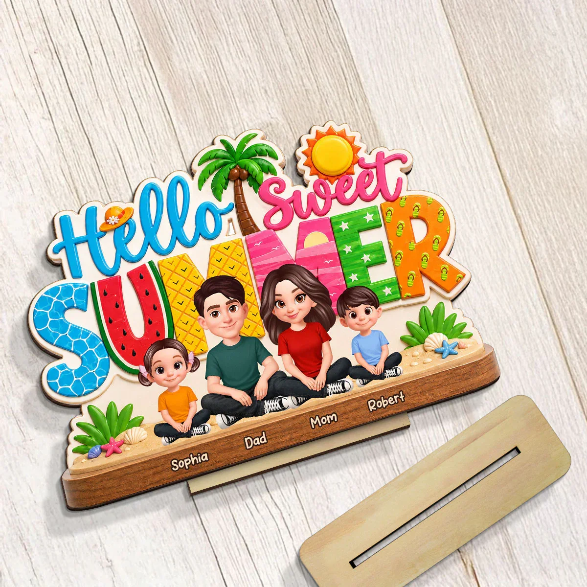 Personalized 2-Layer Wooden Plaque, Hello Sweet Summer Family Beach Decor, Unique Gift For Parents - Image 8