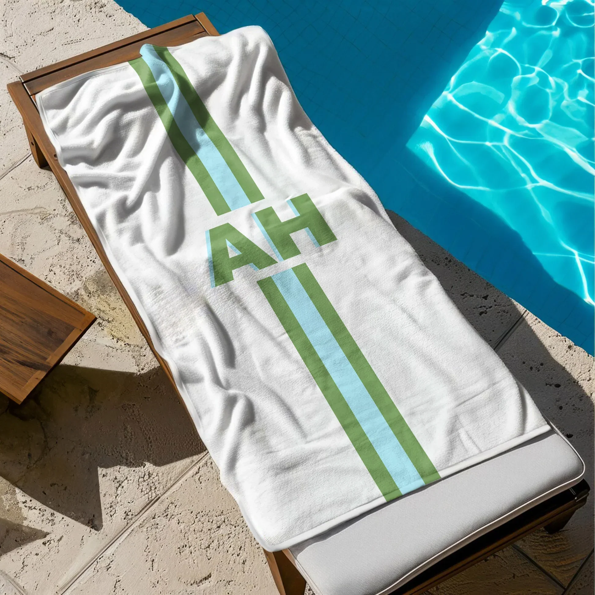 Personalized Monogram Beach Towel With Color Stripe, Unique Gift For Beach Trips - Image 3