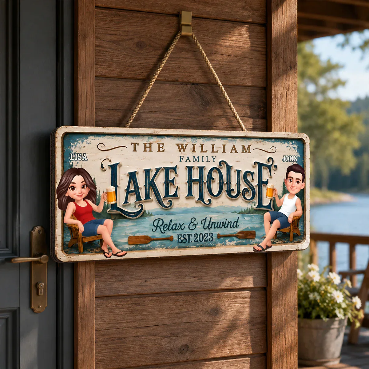 Personalized Wooden Sign for Lake House, Custom Family Cabin Decor, Unique Creative Gift for Couple - Image 2