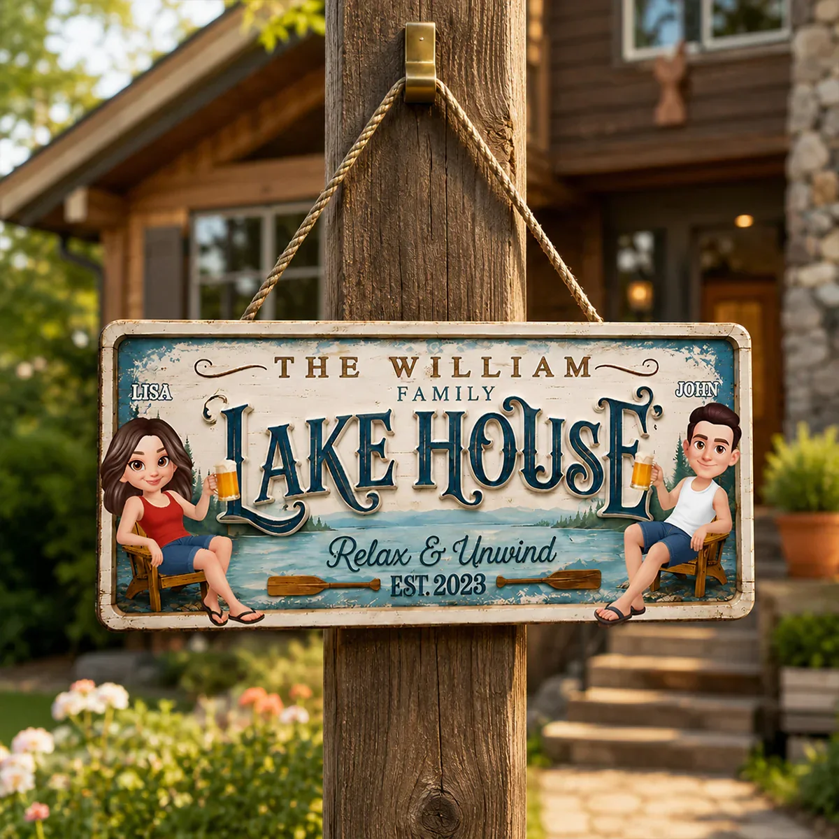 Personalized Wooden Sign for Lake House, Custom Family Cabin Decor, Unique Creative Gift for Couple - Image 5