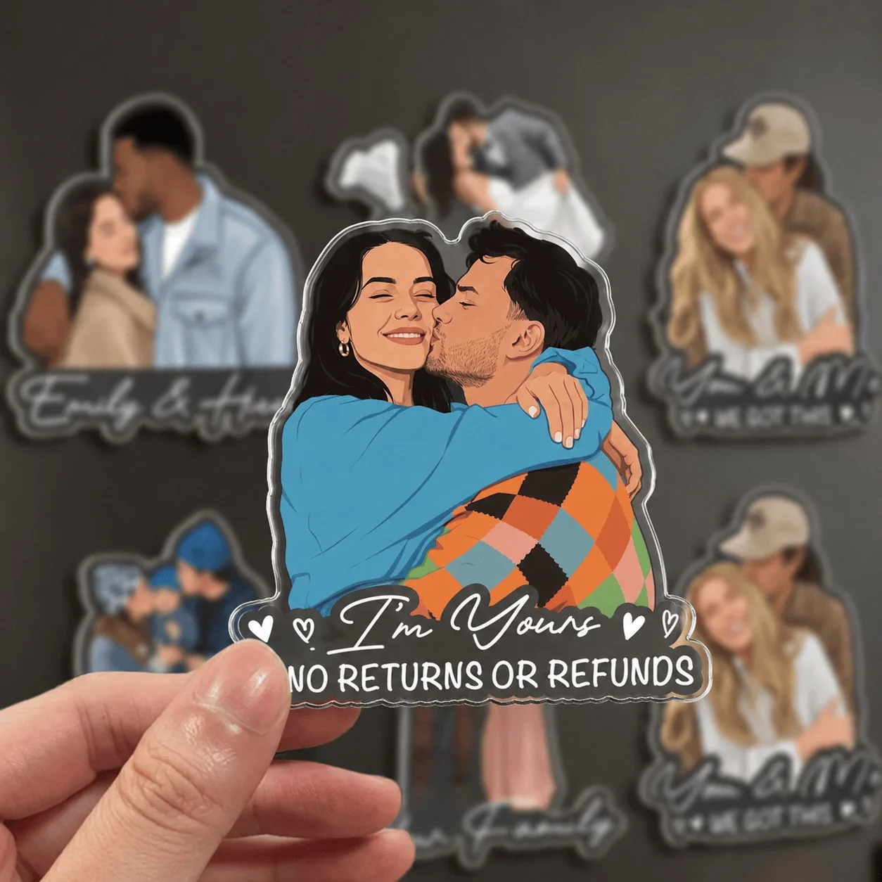 Personalized AI Portrait Acrylic Fridge Magnet, Custom Photo Keepsake Gift for Couples, Best Friends & Pet Lovers