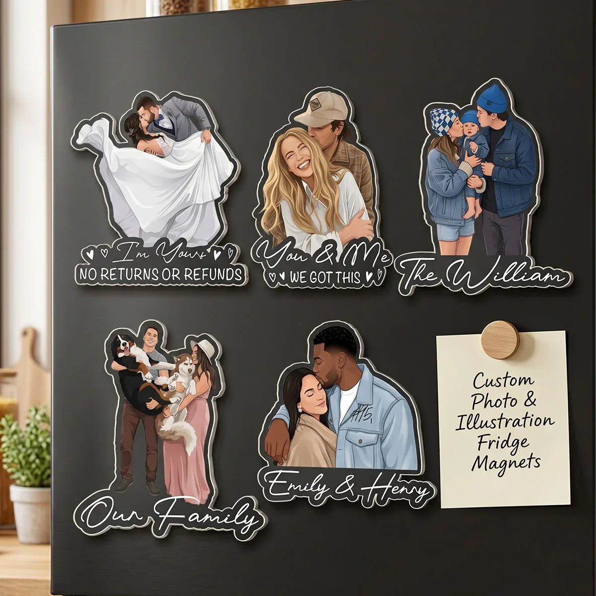 Personalized AI Portrait Acrylic Fridge Magnet, Custom Photo Keepsake Gift for Couples, Best Friends & Pet Lovers - Image 3