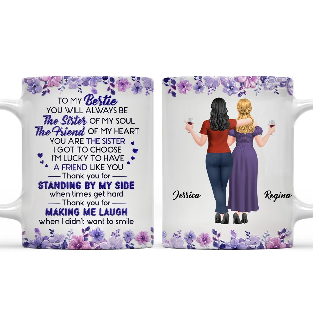 Custom Mug For Soul Sister, Two Friends Arm In Arm Design, Creative Gift For Coffee & Tea Moments - Image 2