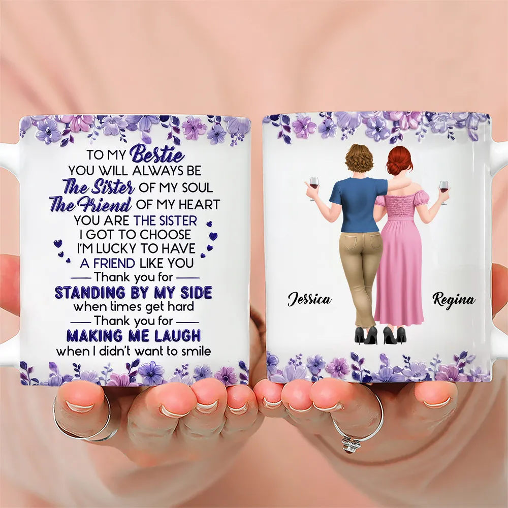 Custom Mug For Soul Sister, Two Friends Arm In Arm Design, Creative Gift For Coffee & Tea Moments - Image 3