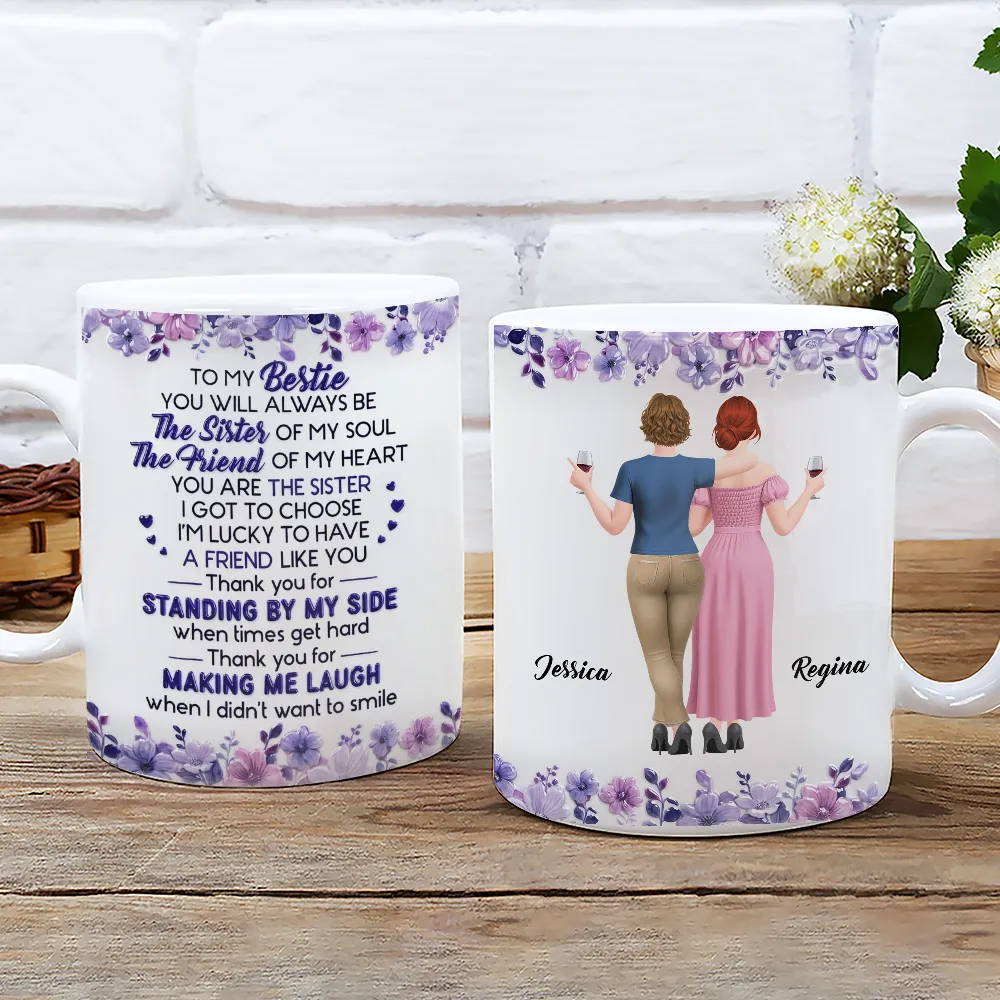 Custom Mug For Soul Sister, Two Friends Arm In Arm Design, Creative Gift For Coffee & Tea Moments - Image 4