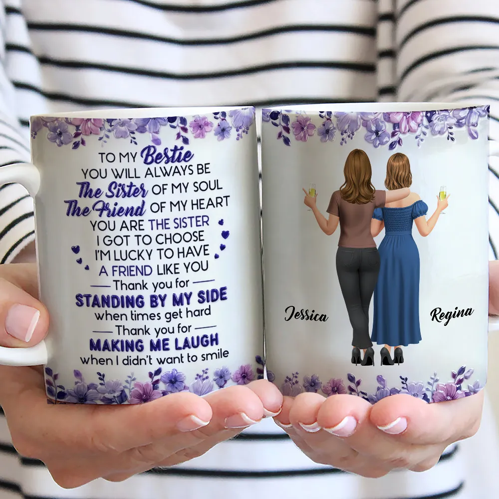 Custom Mug For Soul Sister, Two Friends Arm In Arm Design, Creative Gift For Coffee & Tea Moments - Image 5