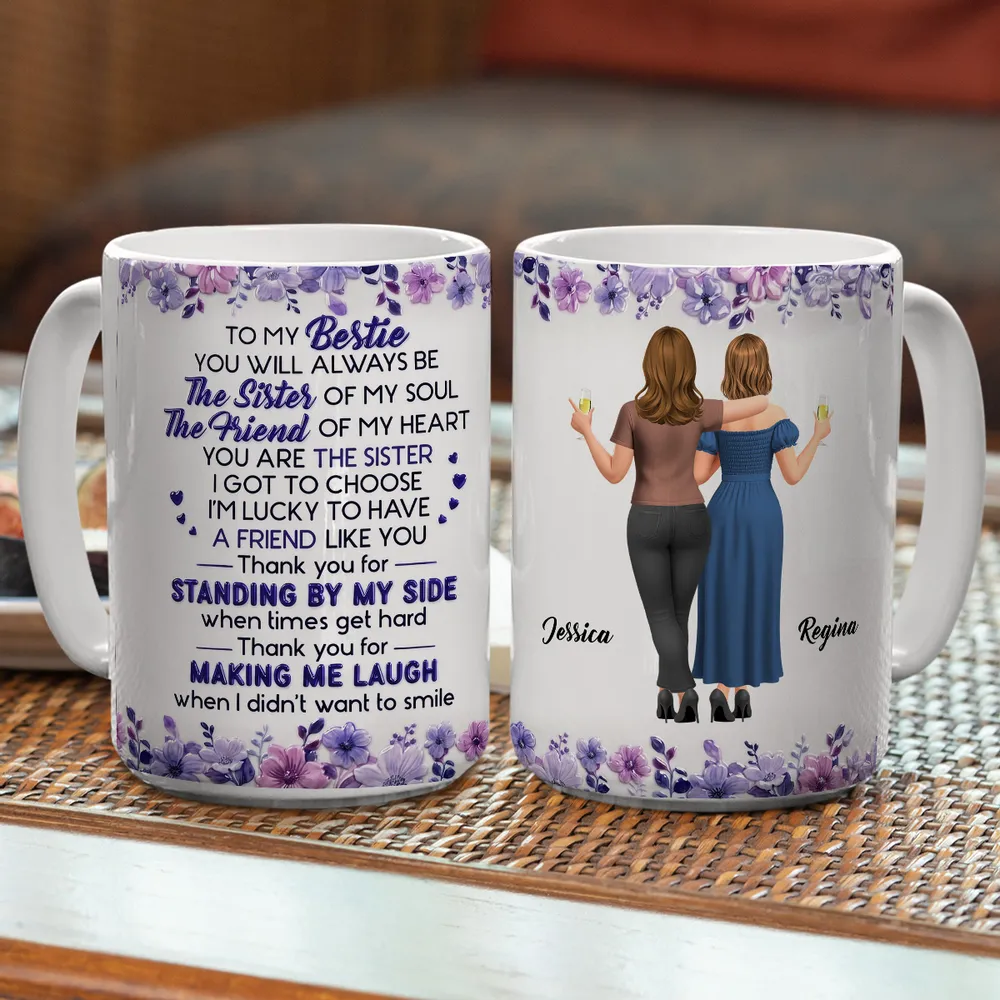 Custom Mug For Soul Sister, Two Friends Arm In Arm Design, Creative Gift For Coffee & Tea Moments - Image 6
