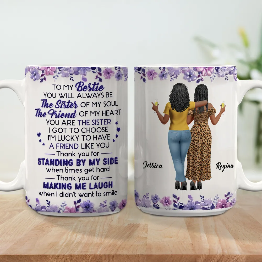 Custom Mug For Soul Sister, Two Friends Arm In Arm Design, Creative Gift For Coffee & Tea Moments - Image 7
