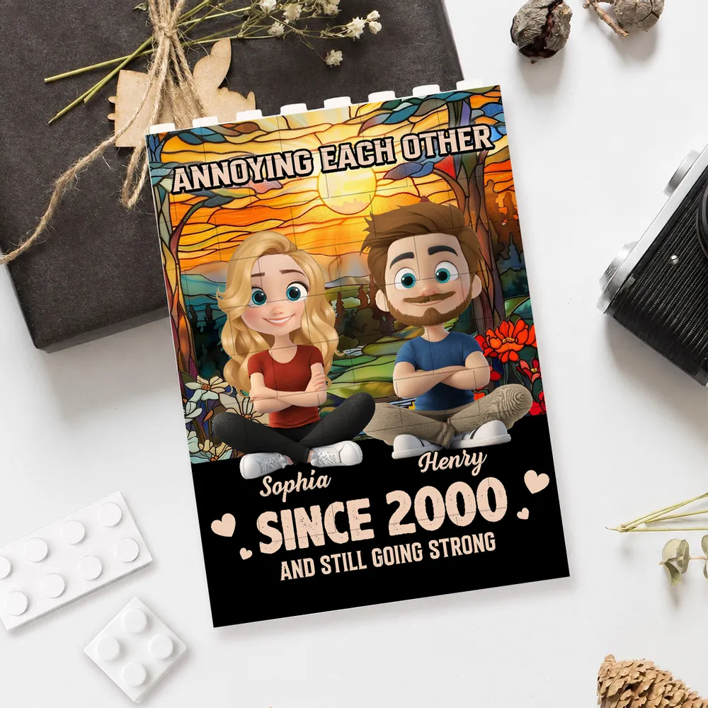 Personalized Building Brick Puzzle With Sitting Couple Avatars, Unique Creative Gift for Couple - Image 5