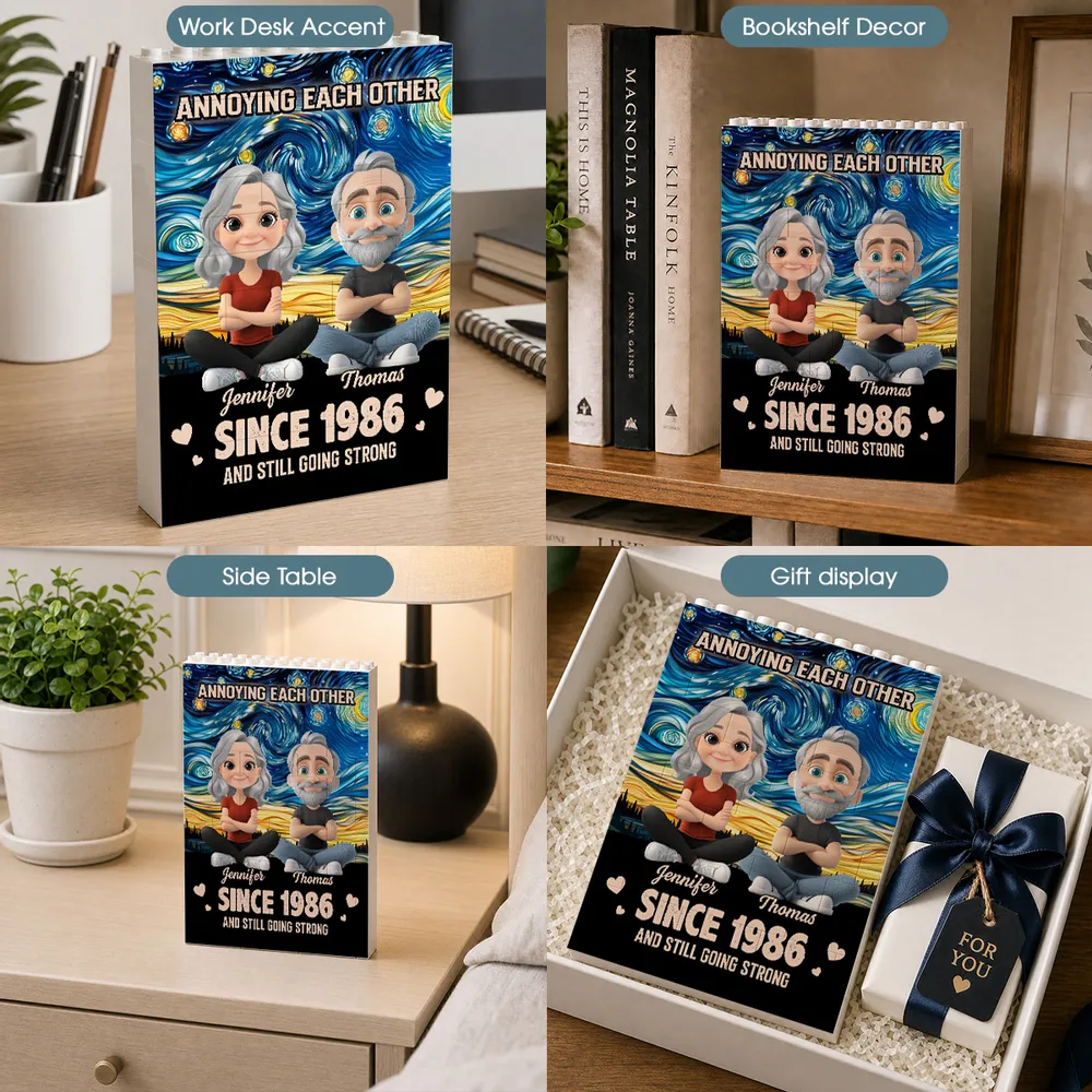 Personalized Building Brick Puzzle With Sitting Couple Avatars, Unique Creative Gift for Couple - Image 6