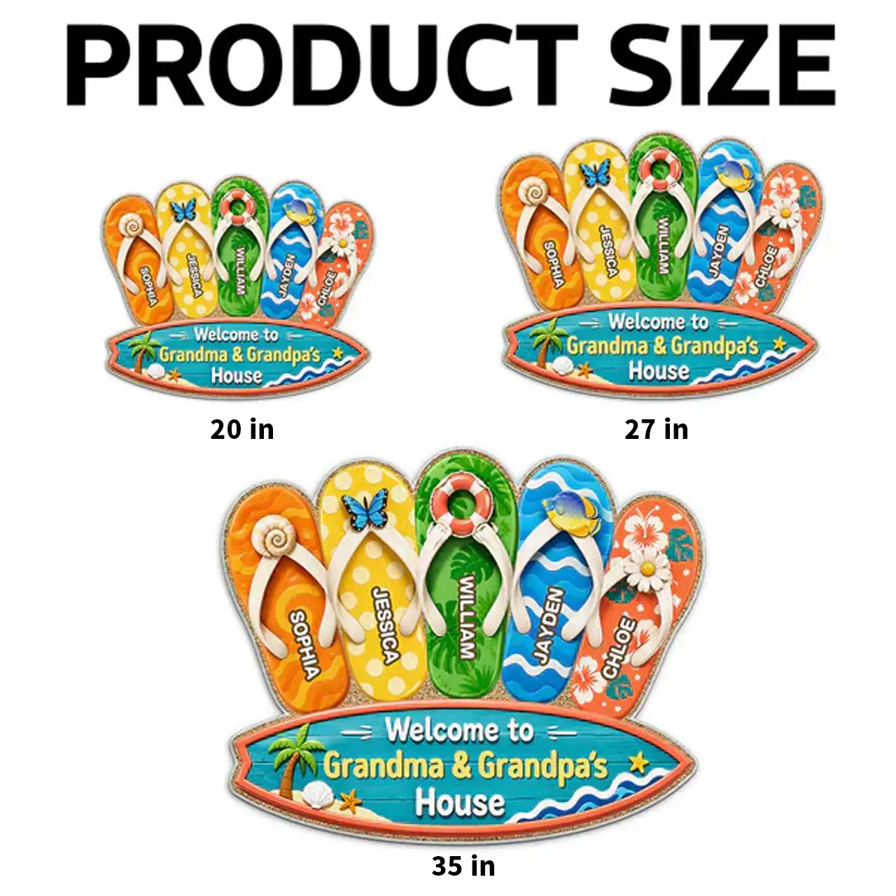 Personalized Shaped Doormat, Summer Flip Flop Welcome Unique Gift for Grandma & Grandpa's House - Image 5