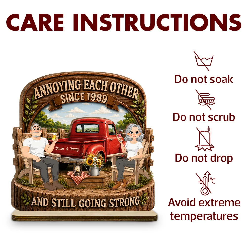 Personalized 2-Layer Wooden Plaque With Rustic Couple & Red Truck, Unique Gift For Couple - Image 6