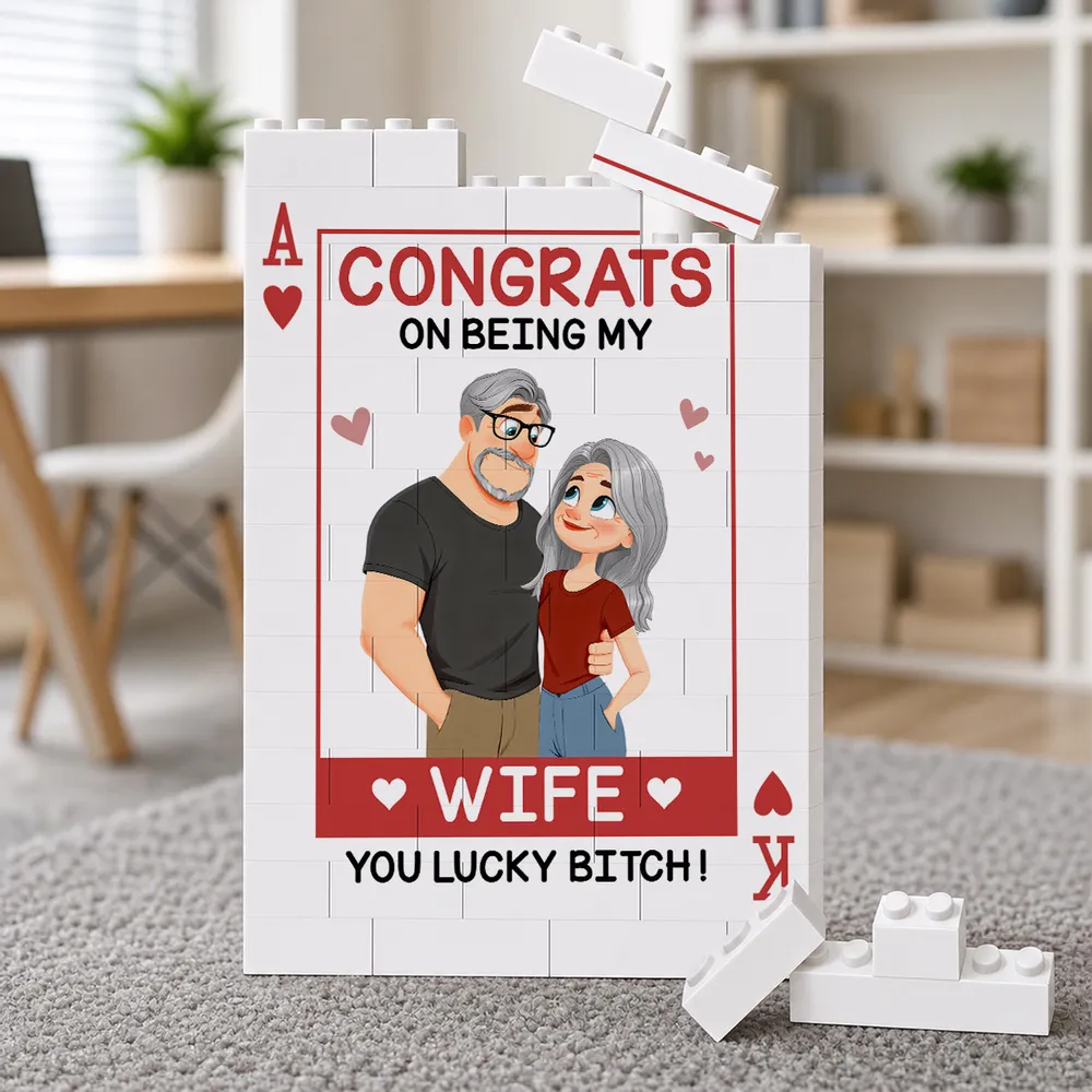 Custom Building Brick Puzzle with Playful Wife Message, Creative Gift for Couples - Image 2