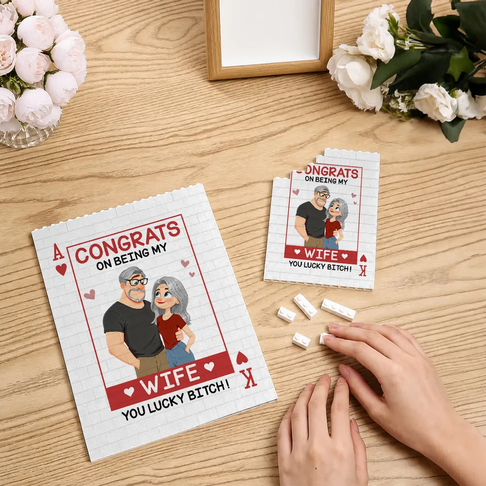Custom Building Brick Puzzle with Playful Wife Message, Creative Gift for Couples - Image 3