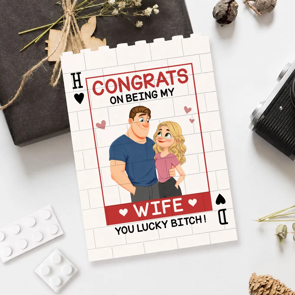 Custom Building Brick Puzzle with Playful Wife Message, Creative Gift for Couples - Image 5