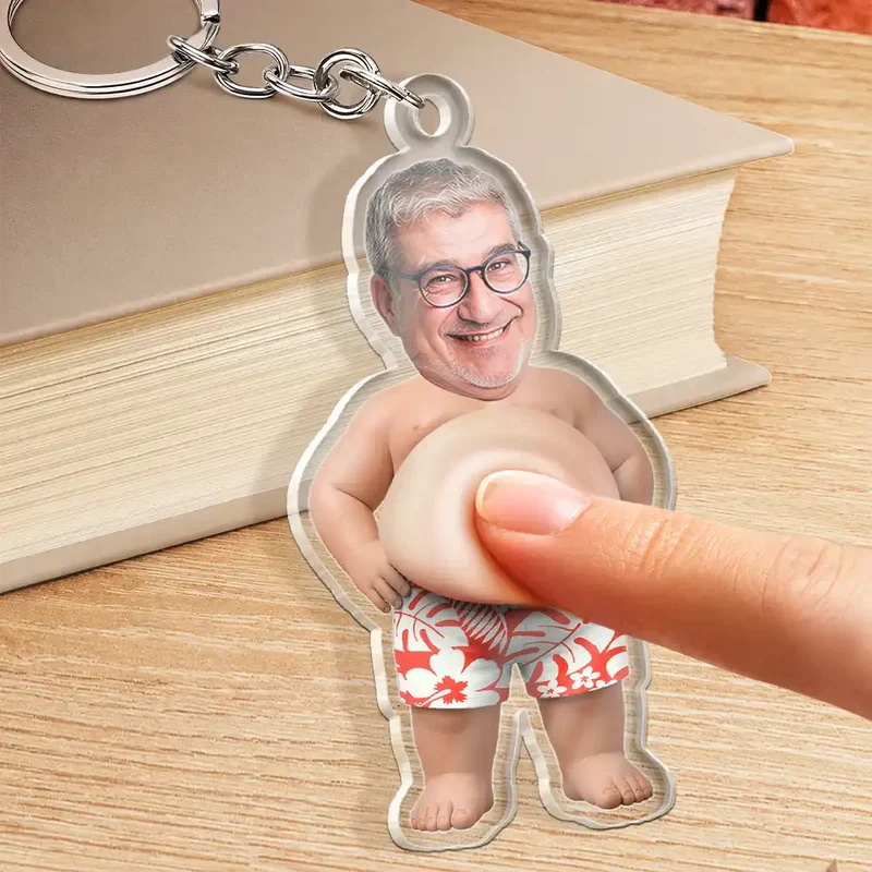 Custom Photo Silicone Belly Acrylic Keychain, Funny Summer Personalized Unique Gift for Friends - Image 3