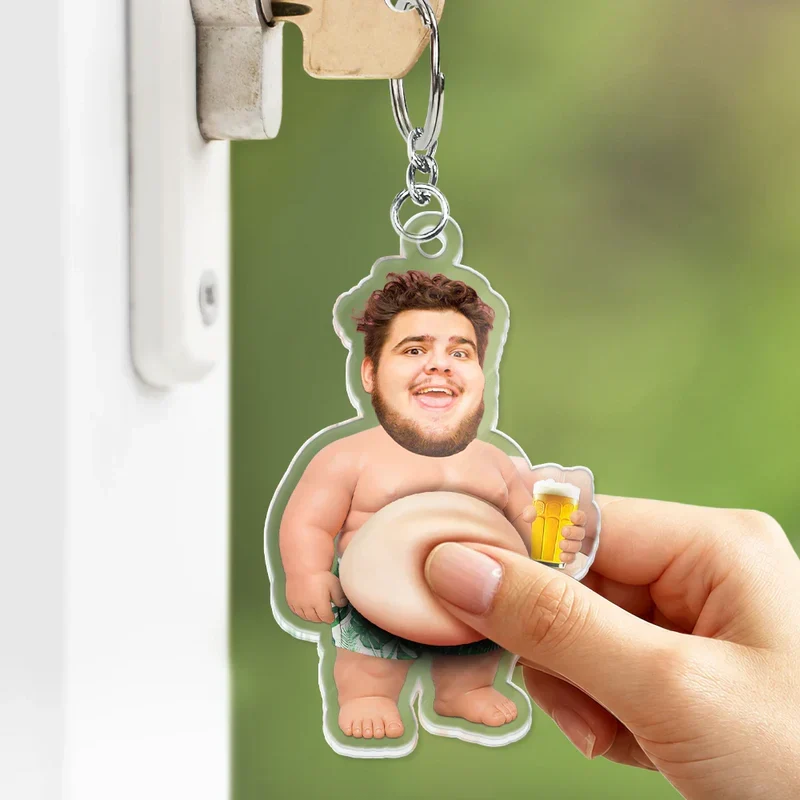 Custom Photo Silicone Belly Acrylic Keychain, Funny Summer Personalized Unique Gift for Friends - Image 5