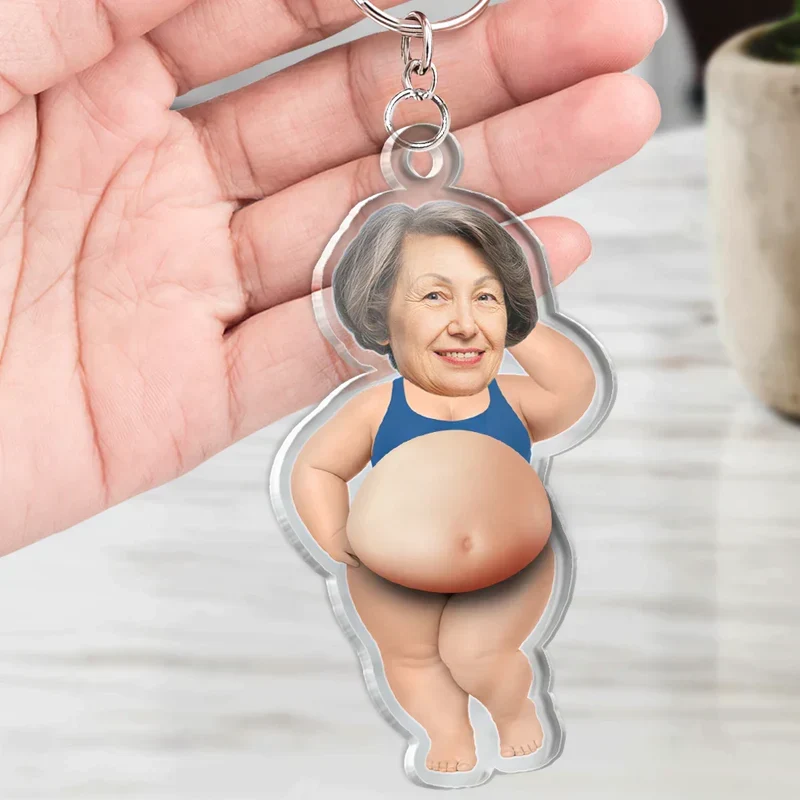 Custom Photo Silicone Belly Acrylic Keychain, Funny Summer Personalized Unique Gift for Friends - Image 6