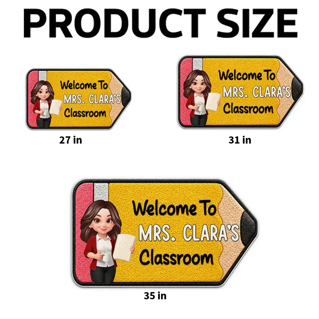Personalized Shaped Doormat, Pencil Classroom Welcome Mat, Unique Teacher Gift for Back to School - Image 4