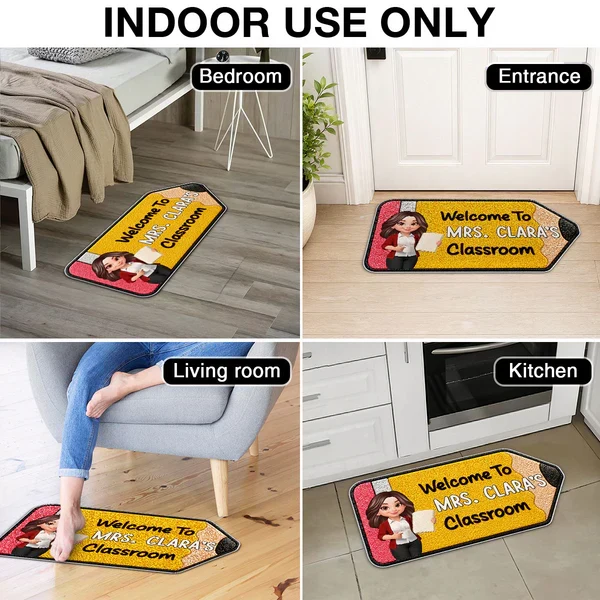 Personalized Shaped Doormat, Pencil Classroom Welcome Mat, Unique Teacher Gift for Back to School - Image 6
