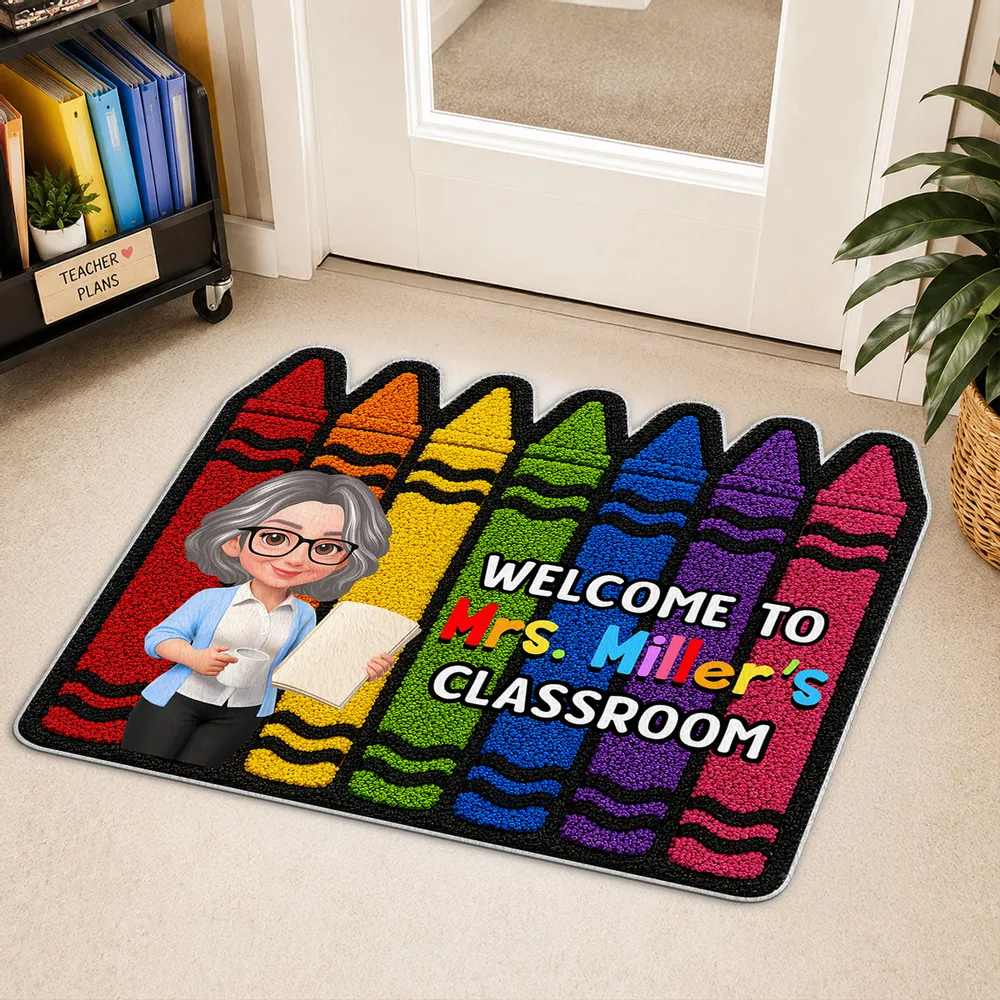 Colorful Crayon Shaped Doormat, Personalized Classroom Welcome, Unique Gift for Teacher - Image 2